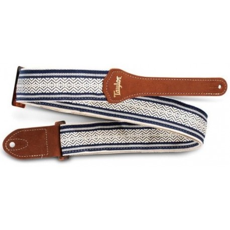 Taylor Academy Strap Wht/Blue Jacquard Cotton 2"