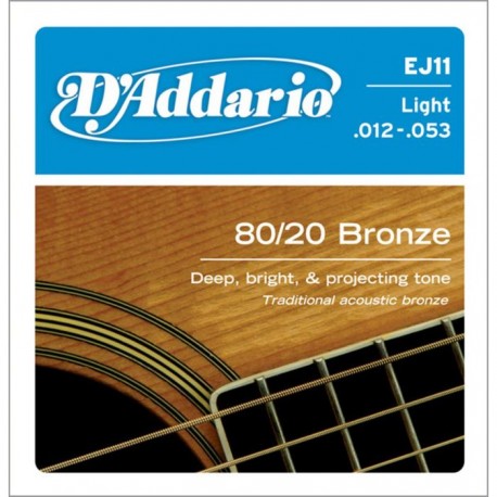 D'Addario Kit Pz.4 EJ11 muta acustica 80/20 bronze lite 12-53 