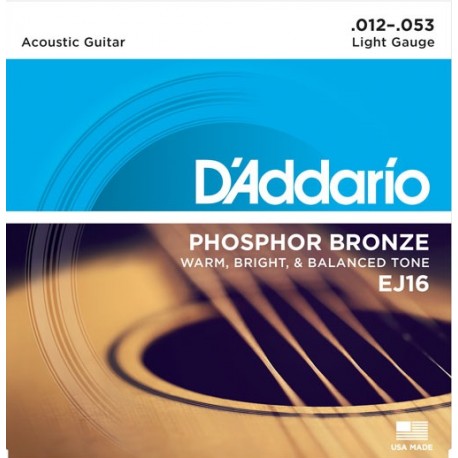 D'Addario Kit Pz.4 EJ16 in bronzo fosforoso per chitarra acustica, Light, 12-53