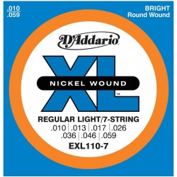 D'Addario Kit Pz.4 EXL110-7 per chitarra elettrica, 7 corde, Nickel Wound, Regular Light, 10-59