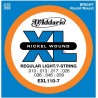 D'Addario Kit Pz.4 EXL110-7 per chitarra elettrica, 7 corde, Nickel Wound, Regular Light, 10-59